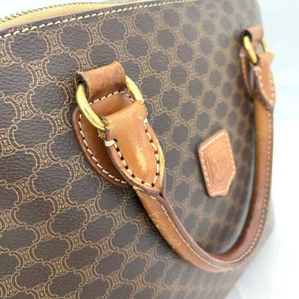 Celine Bag Brown Macadam Shoulder Top Handle Leather Zipper All over Logo - Picture 7 of 10